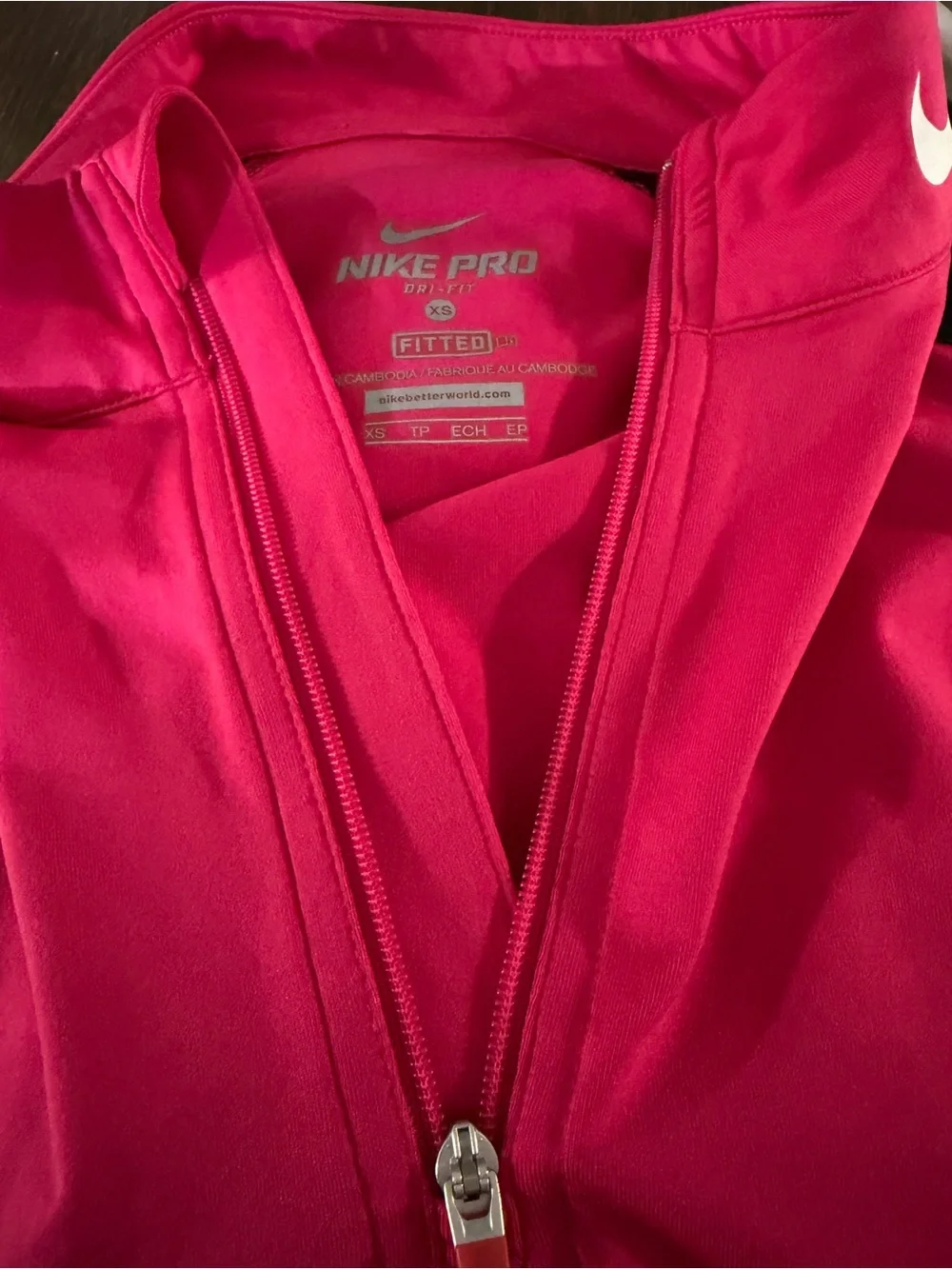 Nike Hot Pink and Black Dri-FIT Long Sleeve Quarter-Zip Top